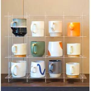 투명 찻잔선반 컵진열 정리 커피 4줄 수납칸 주방 거치대