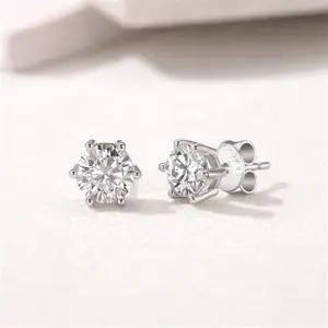 모이사나이트 귀걸이 랩다이아 6프롱 BME019