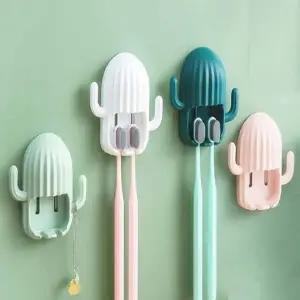 ( )선인장 다용도 칫솔걸이 연두 칫솔꽂이 컵걸이 욕실컵홀더 칫솔거치대