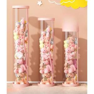 보관 인형 정리 보관함 수납함 원통 인형정리함 투명 지퍼