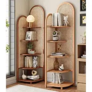 라탄 코너선반 인테리어 월넛 코너 침실 사이드