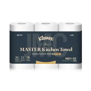 크리넥스 마스터 3겹 키친타월 파워흡수 140매 3롤 1팩