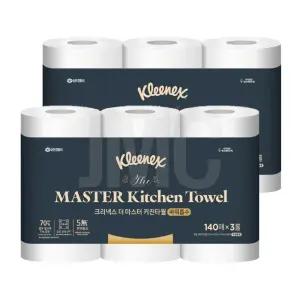 크리넥스 마스터 3겹 키친타월 파워흡수 140매 3롤2팩