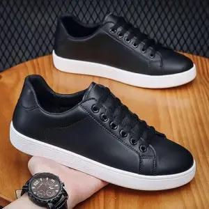 남성 블랙 화이트 베이직 스니커즈 심플 단화 운동화 WE02BD8