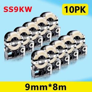 이 포함된 LW300 kingjim/epson용 흰색 SS9KW/LC-3WBN LC 테이프에 10 PK 9MM 검정색
