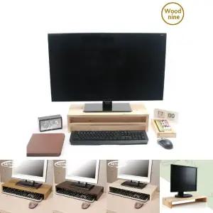 우드나인 삼나무 모니터받침대 2단/데스크테리어/선반/높이/거치/위치/조절
