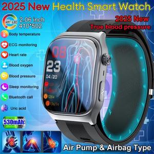 2025년형 새로운 스마트워치 남성용 화웨이 에어백 에어 펌프 정확한 혈압 건강 시계 요산 혈중 지질 NFC