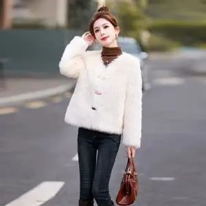 여자 가죽 자켓 코트 겨울 유니크 숏 핑크 밍크 퍼 일체 원픽4