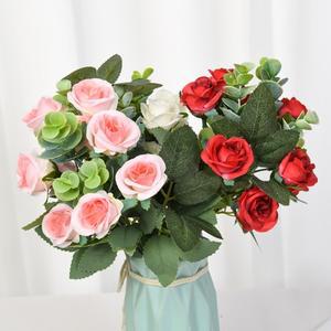 인공 장미 잎 실크 녹색 가짜 차 식물  웨딩 신부 부케 홈 크리스마스  50 개 10