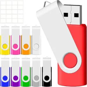 2GB USB 플래시 드라이브 10팩 JBOS 메모리 스틱 스위블 2G 엄지 긱 USB2.0 펜 날짜 저장용 2기가 UBS 지퍼