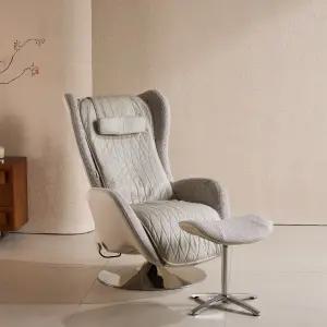 [알트레스트]AL002 마사지 1인용 리클라이너 천연 소가죽 아이보리 안락 수면