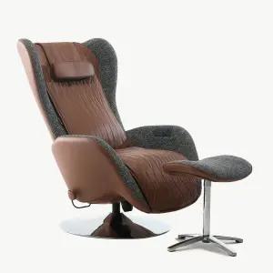 [알트레스트]AL002 마사지 1인용 리클라이너 천연소가죽 브라운 안락 수면 안