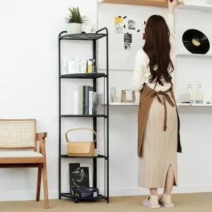 코너 5단 화이트 블랙 접이식 선반