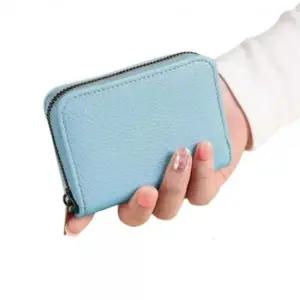 bns 블루 지퍼 카드 지갑 아코디언 가죽 카드 파우치 카드홀더 카드집 카드보관함