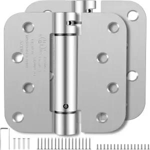 셀프 클로징 도어 힌지 4인치 차고/현관/뒷문용 스프링 장착 조절 가능 장력 - UL 인증 브러시드 니켈