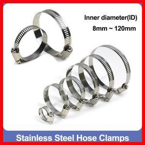 1PCS 스테인레스 스틸 호스 클램프 직경 8mm ~ 120mm 조정 가능한 트라이 기어 웜 연료 튜브 물 파이프 고