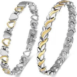 여성용 빅매그 마그네틱 팔찌 티타늄 스틸 강력 자석 및 조절 도구 선물 상자