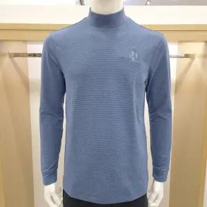 루이까스텔 남성 25FW 가을겨울 잔스트라이프 부드러운 기모 터치 반목 긴팔 티셔츠 (블루) 7METS908IC