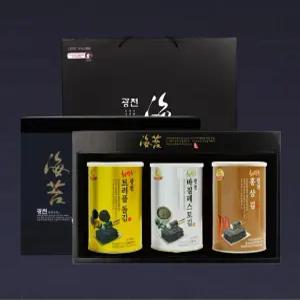 설날선물세트 명품광천김3캔 캔김 명절 재래김 돌김 선물용 판촉물 답레품 고급쇼핑백포함