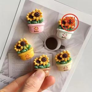 무작위로 선택된 웃는 해바라기 자석 냉장고 스티커 장식 5개 세트