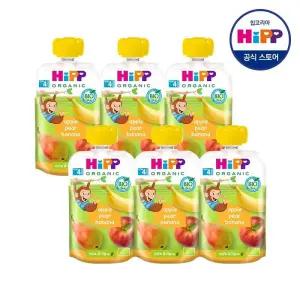 HiPP 힙 퓨레 애플 페어 바나나 사과 배 과일 아기 이유식 100g X 6개