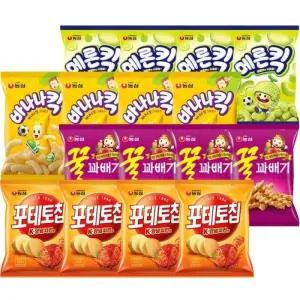 [보리보리]농심 포테토칩양념치킨맛4봉+꿀꽈배기4봉+바나나킥4봉+메론킥4봉