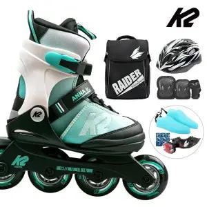 [케이투스케이트]K2 인라인 스케이트 안나 주니어 민트+가방+헬멧+보호대 아동 어린이 인라인스케이트 ...
