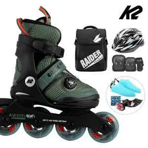 [케이투스케이트]K2 인라인 스케이트 에디 보아 카키+가방+헬멧+보호대 아동 어린이 인라인스케이트 신...