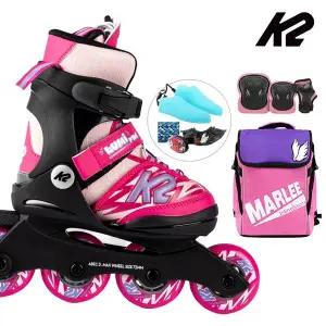 [케이투스케이트]K2 인라인 스케이트 루미 프로 핑크+가방+보호대 아동 어린이 유아 인라인스케이트 신...