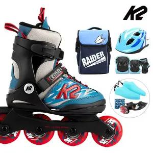 [케이투스케이트]K2 인라인 스케이트 에디 프로 블루+가방+헬멧+보호대 아동 어린이 인라인스케이트 신...