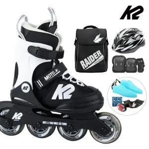 [케이투스케이트]K2 인라인 스케이트 모토 주니어 화이트+가방+헬멧+보호대 아동 어린이 유아 인라인스...