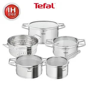 [테팔] 인덕션 스테인리스 스틸 노르디카 냄비 5종 풀세트(편16+양18+20+곰24+찜24)