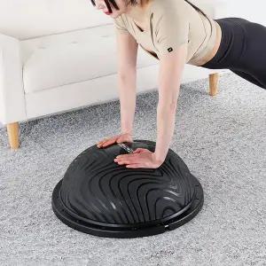 [바디엑스] 손잡이가 있는 밸런스 볼 보수 BOSU 볼 (블랙) 홈트 발란스볼 돔볼