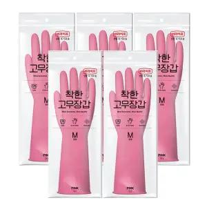 [롯데이라이프]롯데 e-life 고무장갑 핑크 (중) 5개