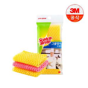 3M 스카치브라이트 그물 망사 고운 수세미 3개입