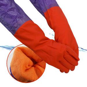 기모 롱 고무장갑 긴 겨울 세차용 장갑 1켤레 레드 퍼플