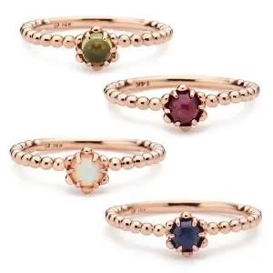 [도로시] 14k 천연 탄생석 케보션 반지_4월