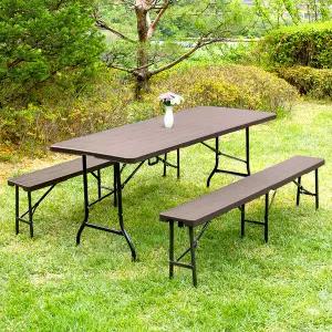 아르망 1800 브로몰딩 접이식 테이블+벤치2개 세트