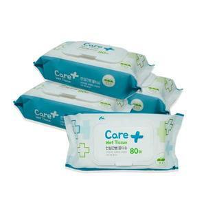 [제이큐]안심 간병전용 물티슈 캡형 엠보싱 병원 80매 X ( 4세트 )