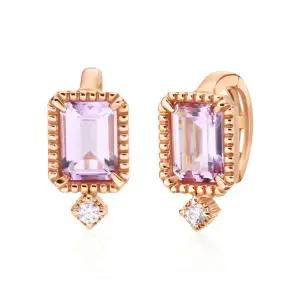 [비앤비골드] 14K 로맨틱 엔젤 핑크자수정 원터치 귀걸이 한쌍 JNE28398