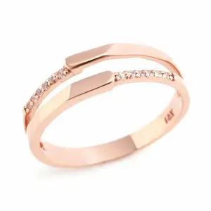 [비앤비골드] 18K 두줄 각진 큐빅 반지 SRS21469