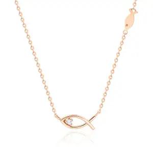 [비앤비골드] 14K 라인 큐빅 물고기 체인 목걸이 NPN28514