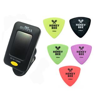 올림피아 기타튜너X허니비피크5종