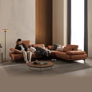 [가죽클리너증정][다우닝] 클라임 4인 코너 리프트업 전체 통가죽 소파+스툴