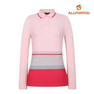 [올포유][올포유] 여성 스트라이프 골지 카라 티셔츠 AWTPM2281-403