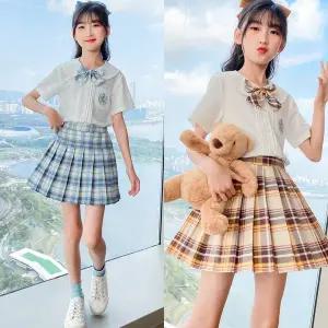 [삐삐네옷가게] 여아 주니어 세라투피스 여름 반팔 체크 주름치마 상하