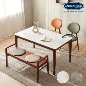 메사 휴이 리버서블 통세라믹 고무나무 원목 4인식탁(벤치+의자