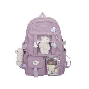 신학기 파스텔 포켓 백팩+곰돌이키링+뱃지 가방 학생 초등 어린이 키즈 책가방 소풍가방 입학 축하 선물