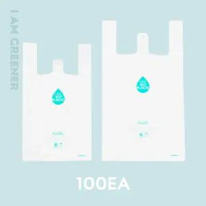 [아이엠그리너]친환경 비닐 봉투 100장 일회용 세트 포장 배달 팬시