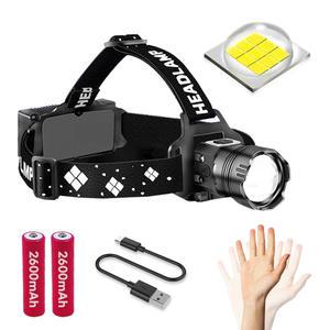 7시간 사용 모션센서 XHP100 충전식 LED 헤드랜턴 헤드라이트 낚시 생활 방수